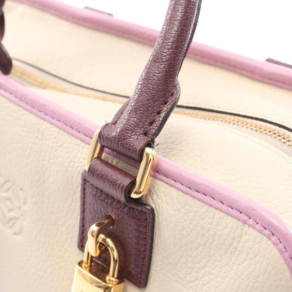 Loewe Amazona 28 Handbag, Leather, Women's, Ivory, Purple, Bordeaux - Picture 7 of 8